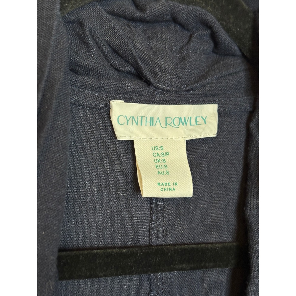 Cynthia Rowley Navy Linen Blend Cowl Neck Sleeveless High Low Tulip Midi Dress S - Picture 3 of 9